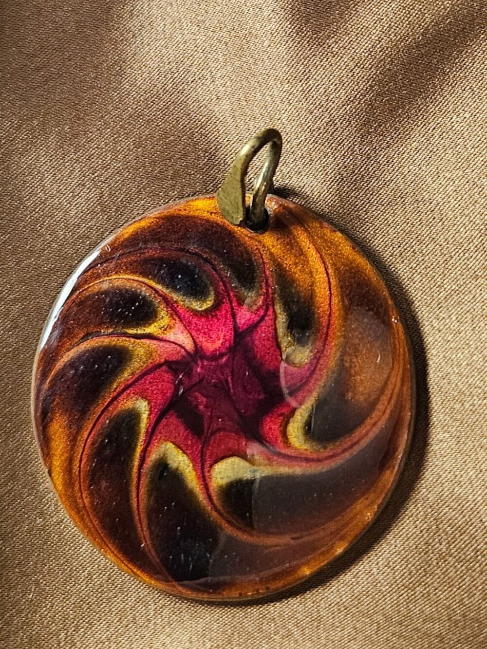 Vintage Copper enamel pendant